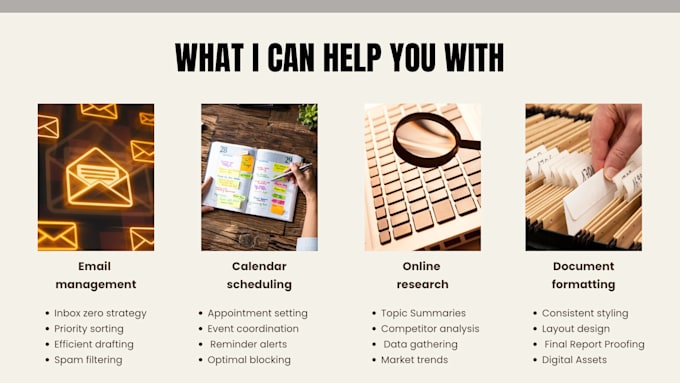 be a virtual assistant for admin or research