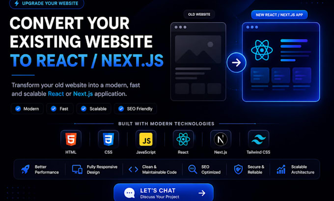 build or convert website to animated react nextjs with gsap animations