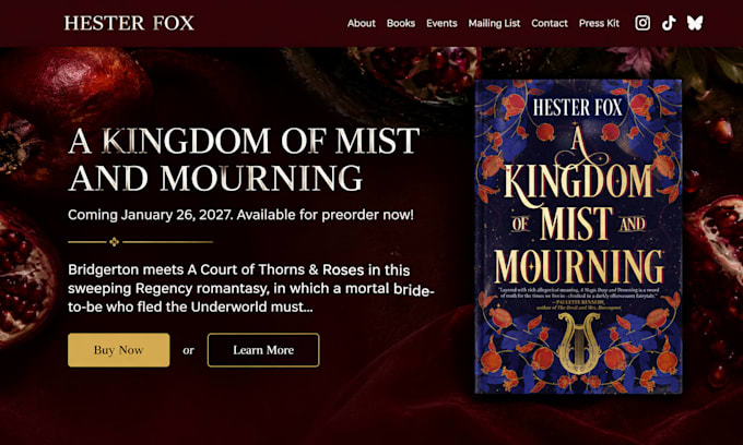 design author website, book author website, ebook website, author landing page