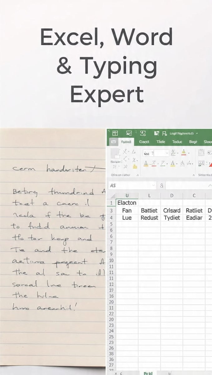 data entry, excel data entry and typing work