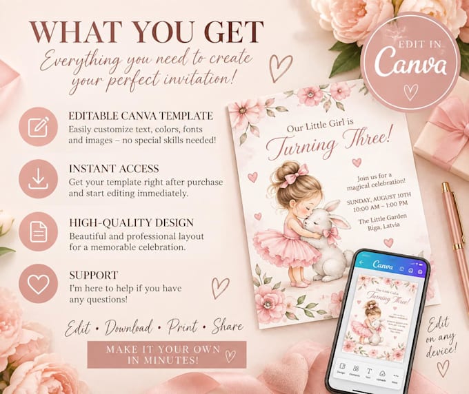 design a beautiful editable canva invitation