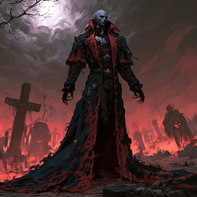 do fantasy horror vampire character art