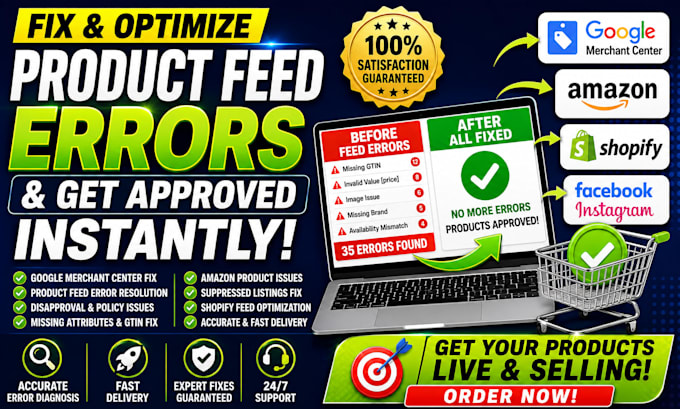 fix product feed errors google merchant center feed fix amazon product issues