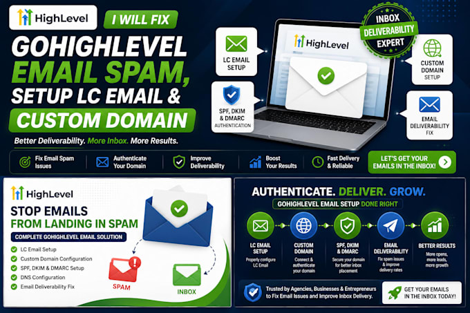 fix gohighlevel email spam, setup lc email, and custom domain