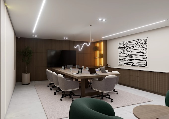 redesign spatial layout for office interior render, new workplace visualization