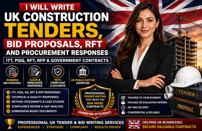 write UK construction tenders, bid proposals, rft and procurement responses