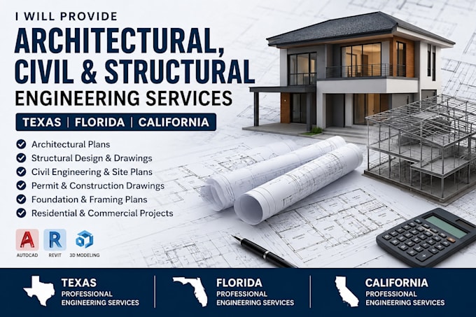 create architect civil and structural engineer plan for texas florida georgia