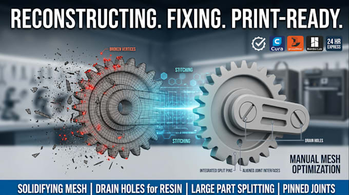 fix, split, and optimize broken stl files for 3d printing