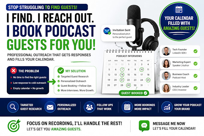 handle podcast guest booking for you