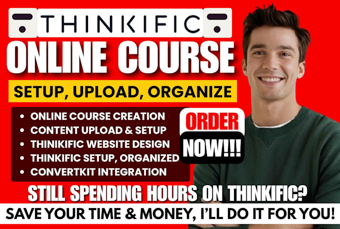 thinkific course setup upload organize lessons lms thinkific online course