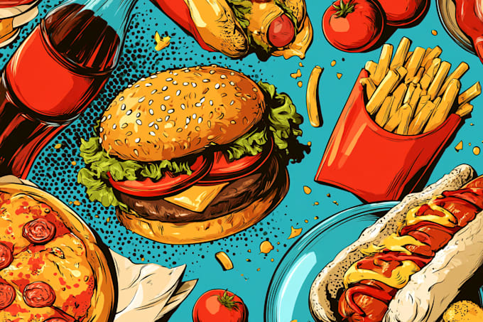 food pop art illustrations
