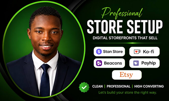 setup stan store kofi beacons payhip etsy shop