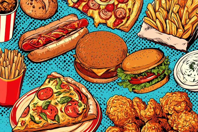 food pop art illustrations