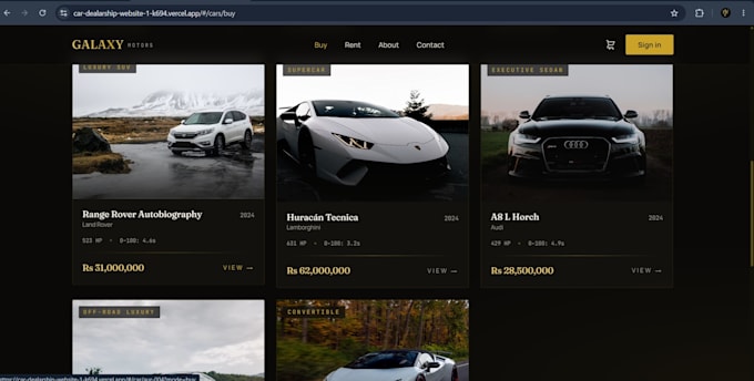 design a stunning car dealership website node js developer website development