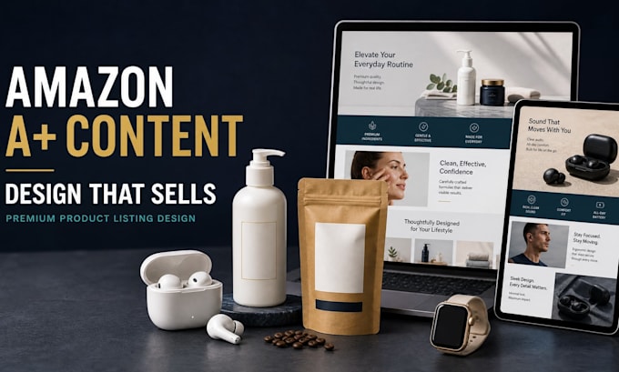 design amazon product images, amazon a plus content and amazon storefront
