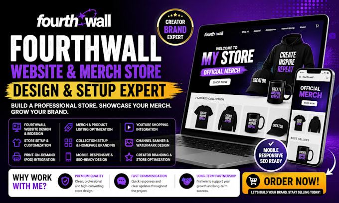 design fourth wall website pord merch design forth wall store print store setup