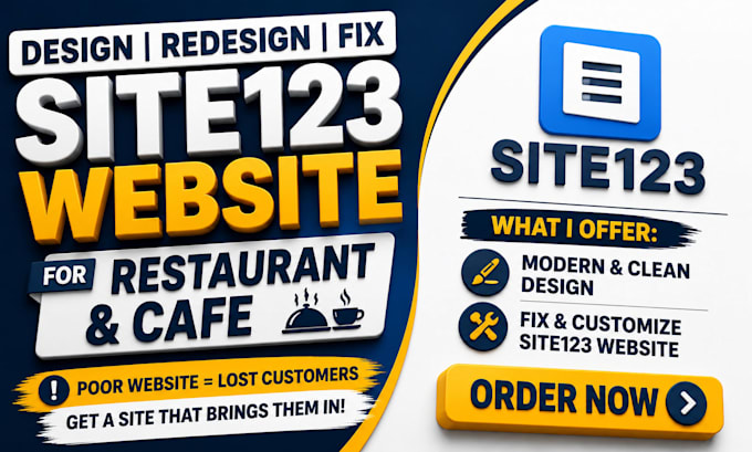 design site123 website redesign or fix site 123 website for restaurant and cafe