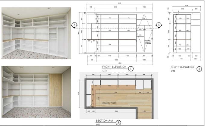 design custom cabinets, millwork, shop drawings and cnc ready files