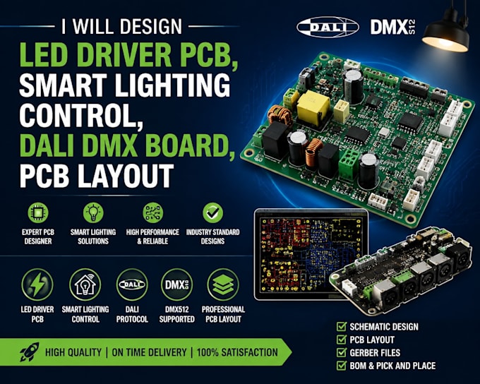 l design led driver pcb, smart lighting control, dali dmx board, pcb layout
