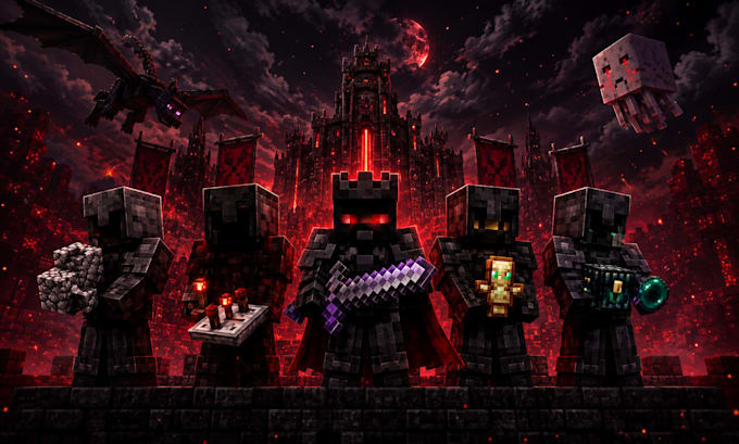 design minecraft youtube thumbnails, smp gaming thumbnails and character renders