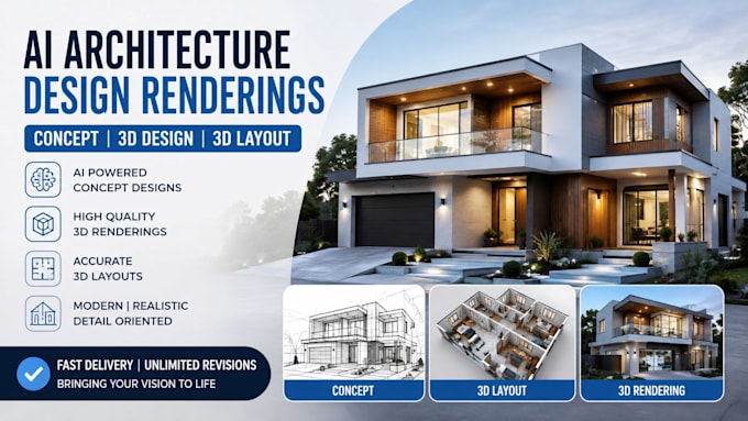 do realistic ai architecture design renderings concept, 3d design, 3d layout