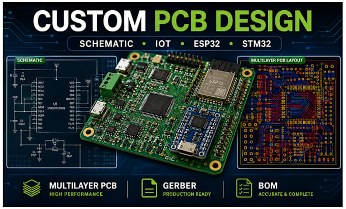make hardware prototyping, schematic, pcb design, esp32, esp8266, stm32, arduino