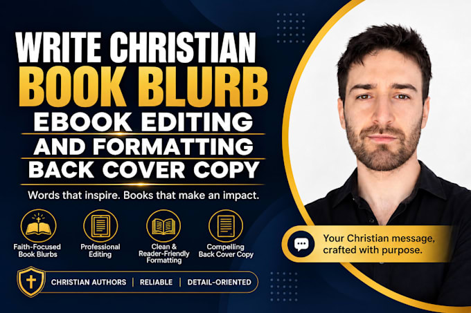write christian book blurb, ebook editing and formatting, back cover copy