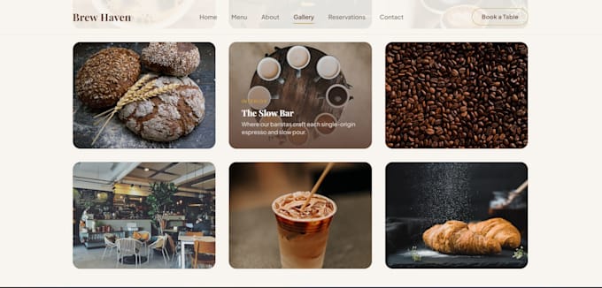 a modern restaurant or cafe website with online menu