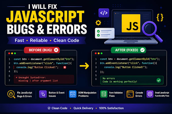 fix javascript bugs and code and write code for your website