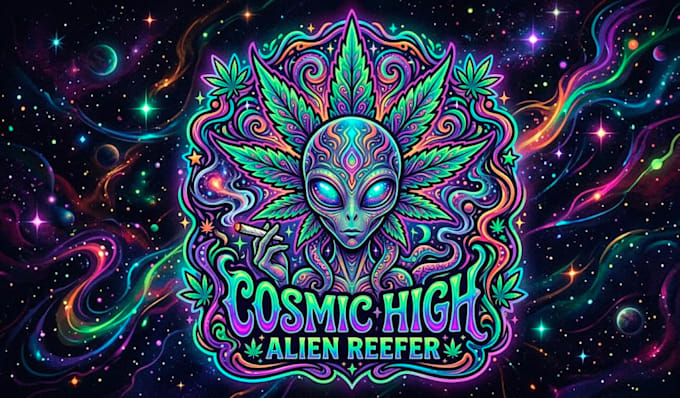make psychedelic, stoner rock, trippy art style logo