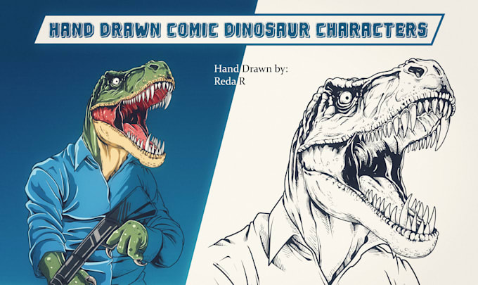 draw anatomical and comic dinosaurs illustrations