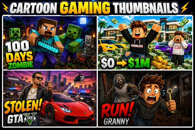 design cartoonic youtube thumbnail in any style
