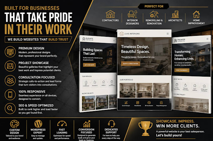 build a wordpress contractor website, construction and remodeling web design