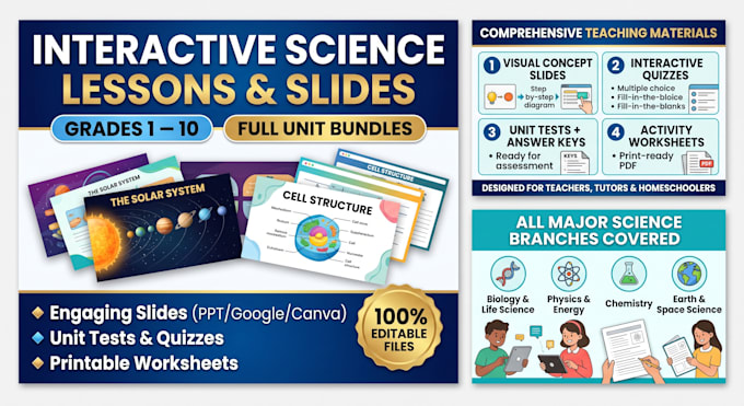 design interactive science lesson slides and quizzes