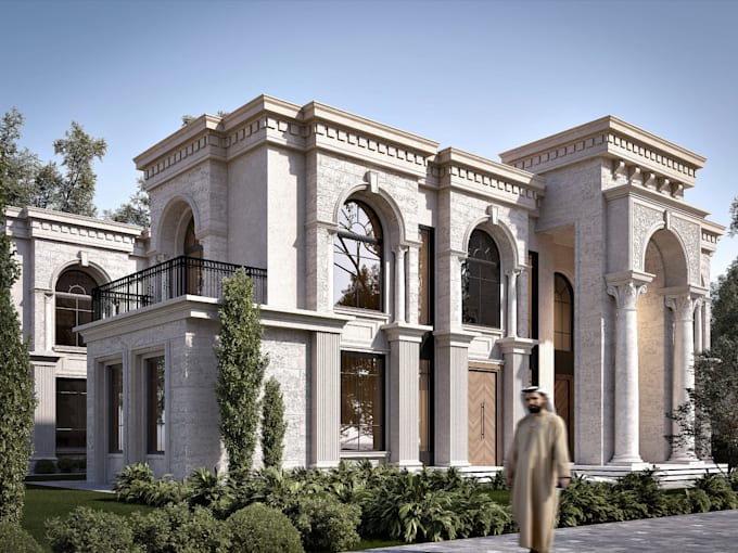 luxury villa architcural planning with 3d visualization for united arab emirate
