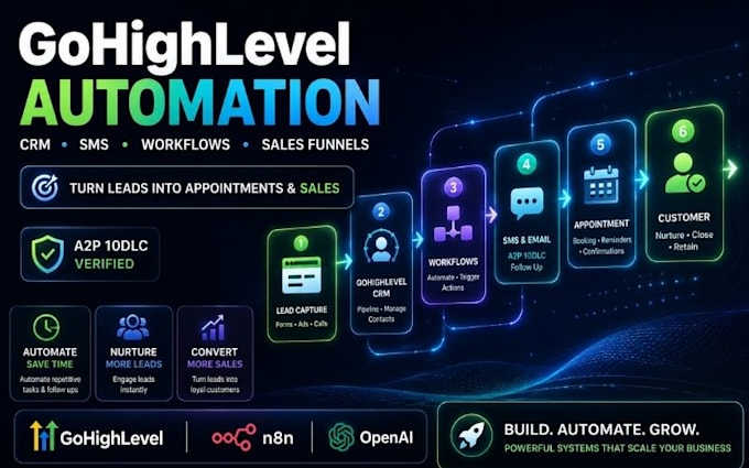 setup gohighlevel automation a2p 10dlc SMS workflows sales funnel