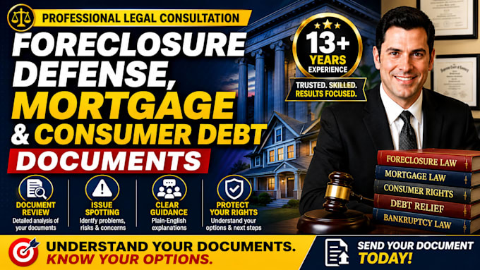 consult on foreclosure defense, mortgage and consumer debt documents