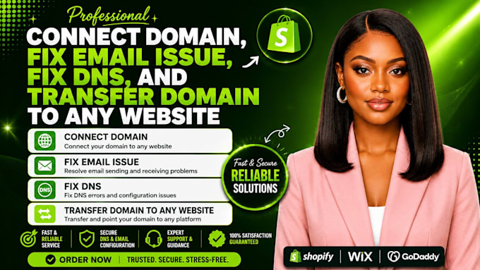 connect domain, fix email issue, fix dns, and transfer domain to any website