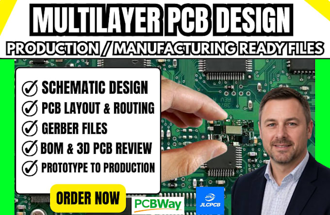 design circuit schematic, multilayer pcb ready for jlcpcb,pcbway, pcb production