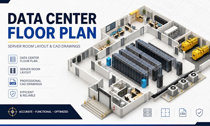 design data center floor plan, server room layout and cad drawings