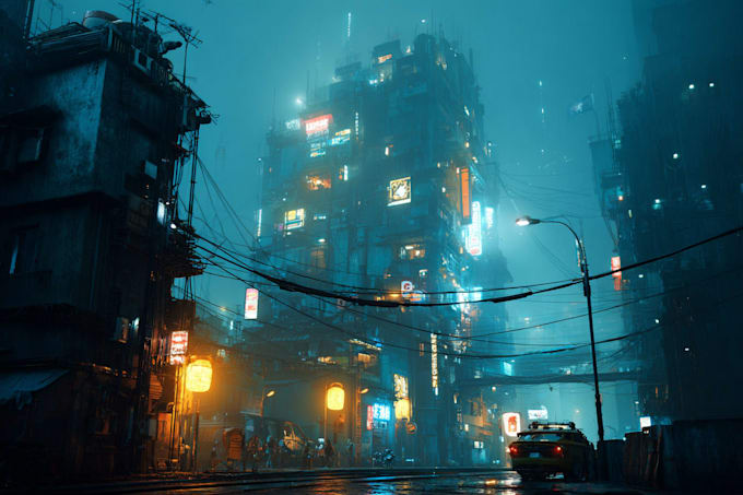 create stunning sci fi city illustrations