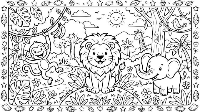 draw coloring book page for children