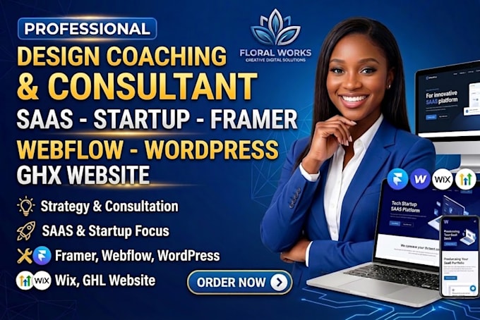 design coaching consultant saas startup framer webflow wordpress wix website