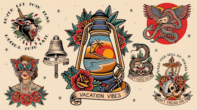 create awesome old school tattoo style design