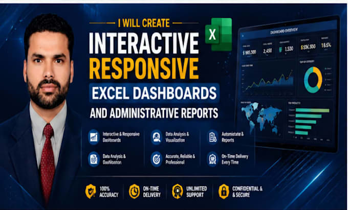 create interactive responsive excel dashboards and administrative reports