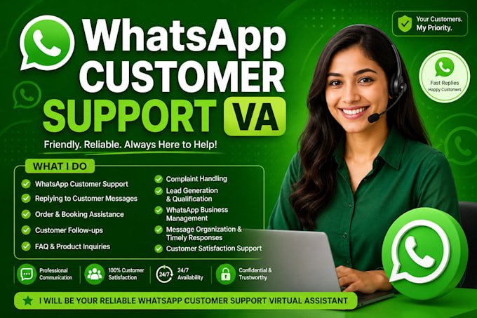 be your whatsapp customer support VA for 24 hours replies