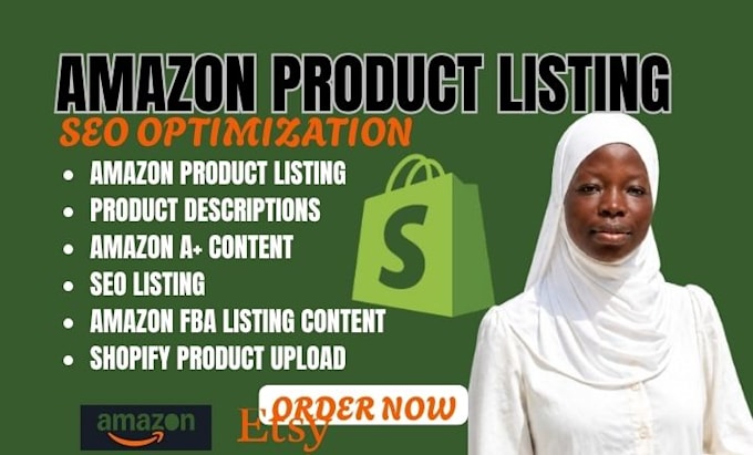 write amazon product listing description seo optimisation upload shopify product