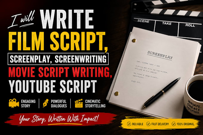 write film script, screenplay screenwriting movie script writing, youtube script