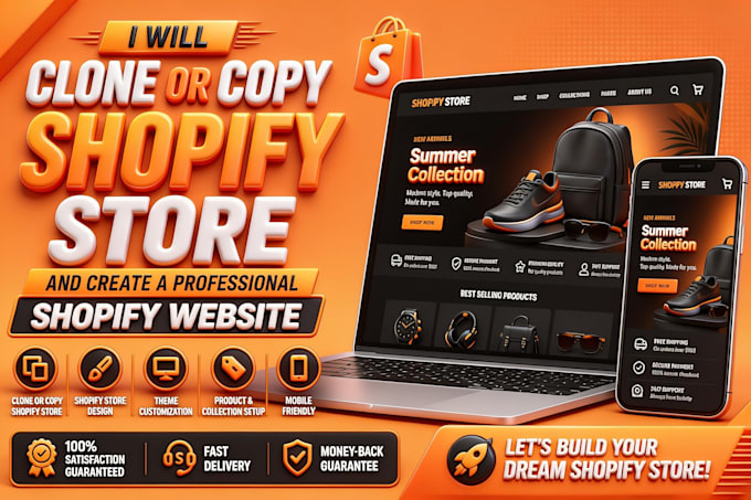clone or copy shopify store and create a professional shopify website