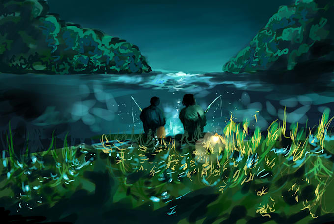 do digital illustration landscape art and pixel art